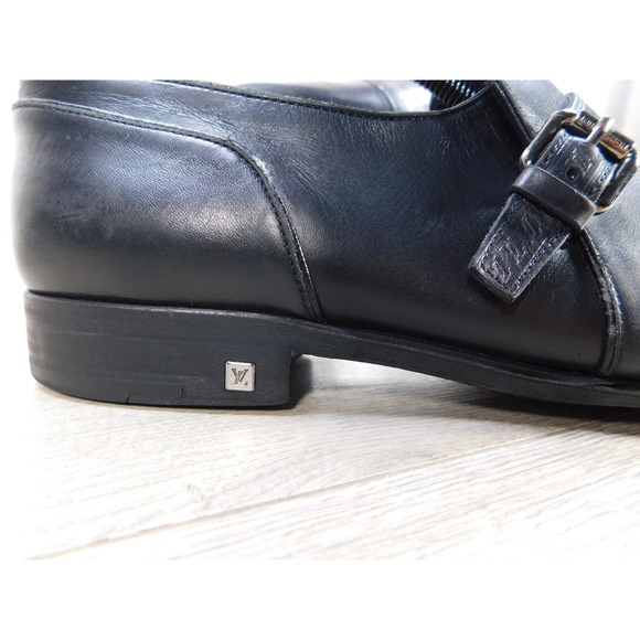 Louis Vuitton Mens Black Leather Single Monk Strap Dress Shoes Size 8M Luxury main image 10